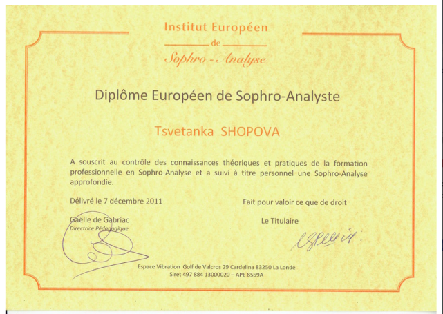 Diplôme Européen de Sophro-Analyse