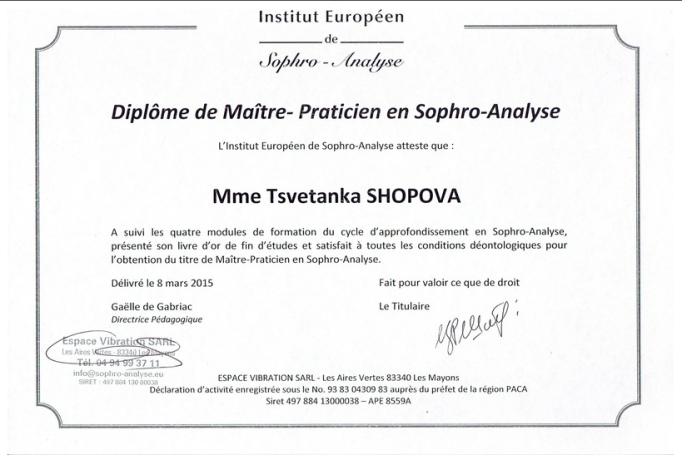 Diplôme de Maître Praticien en SA